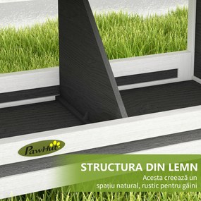 PawHut Cuibar pentru Găini cu 2 Zone, Bază Înălțată și Acoperiș din Bitum, 66x37x34 cm, Gri | Aosom Romania