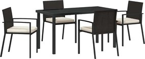 vidaXL Set de masă pentru grădină 5 pcs Negru