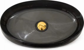 Lavoar din rasina pe blat Rune Bjorn 58 cm negru fumuriu