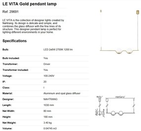 Lustra LED suspendata design modern LE VITA LED Gold 29691