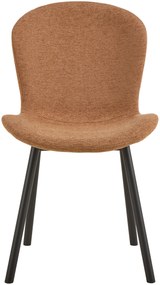 MAZZONI EXPORT FIORA Teracotă (material Apia 272)/cadru negru – SCAUN MODERN TAPITAT DIN CHENILLE PENTRU LIVING/BUCĂTĂRIE