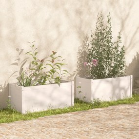 Jardiniere de gradina 2 buc. alb 100x50x50 cm lemn masiv pin 2, Alb