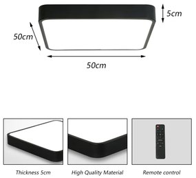 Plafonieră LED dimabilă Brilagi POOL SQUARE LED/48W/230V 3000-6000K 50x50 cm negru + telecomandă