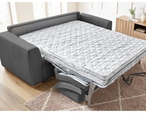 Canapea gri extensibilă cu tapițerie din catifea reiată 225 cm Augustin – Bobochic Paris