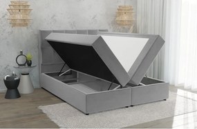 Pat boxspring gri deschis cu spațiu de depozitare 200x200 cm Flip – Ropez