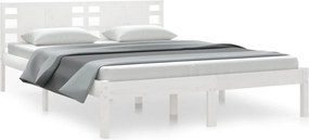 vidaXL Cadru de pat fără saltea, alb, 120x200 cm, lemn masiv pin