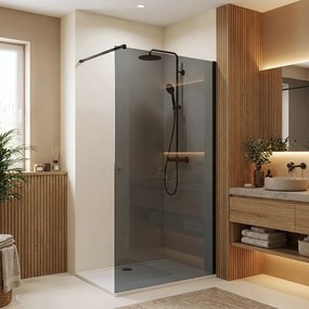 Paravan de dus fumuriu Rea Flexi Grey 80 cm negru