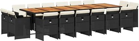 vidaXL Set mobilier de grădină cu perne, 17 piese, negru, poliratan
