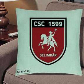Perna Personalizata CSC 1599 Selimbar Fotbal, 40x40 cm, Verde Menta, Husa Detasabila, Perna Inclusa, BEKZ®