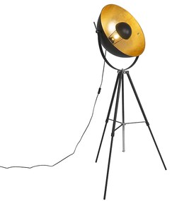 Lampă de podea neagră cu auriu 51 cm cu trepied reglabil - Magnax