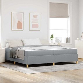 vidaXL Pat cu arcuri Altele Gri deschis și alb 200 x 200 cm țesătură