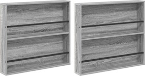 vidaXL Raft pentru reviste cu raft 2 pcs Gri Sonoma 80 x 12 x 70 cm