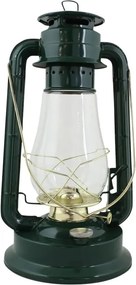 Felinar vintage verde cu petrol, din metal și sticlă, cu detalii aurii, capac de siguranță și fitil inclus, „Hurricane Lantern Green Large"