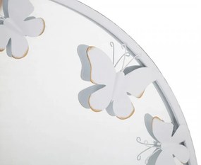 Oglinda decorativa alba cu rama din metal, ∅ 62,5 cm, Glam Butterflies Mauro Ferretti