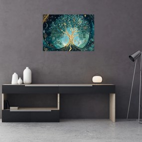 Tablou pe sticlă – Arborele vieții în univers (70x50 cm)