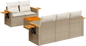 vidaXL Set canapele de grădină cu perne, 6 piese, bej, poliratan