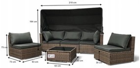 Mobilier modular din rattan cu umbra în maro