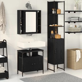 vidaXL Set mobilier baie - Stejar negru, lemn prelucrat