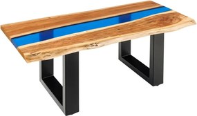 Masuta din lemn de salcam cu rasina epoxidica albastra LIQUID 110cm