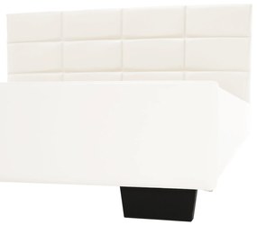 Pat matrimonial cu somieră, 160x200, piele eco albă, MIKEL