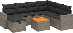 vidaXL Set canapele de grădină cu perne, 8 piese, gri, poliratan
