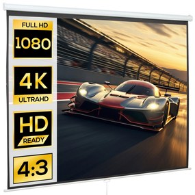 HOMCOM ecran de proiectare pentru perete 244x183cm, alb | Aosom Romania