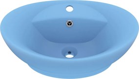 vidaXL Chiuvetă lux cu preaplin, bleu mat, 58,5x39 cm, ceramică, oval