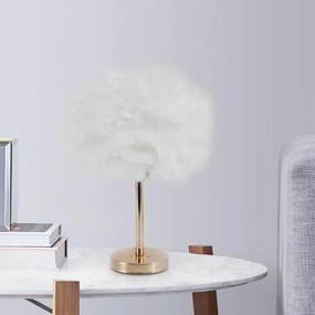 Veioză Decorativă cu Pene și Bază Aurie – Glamour și Căldură Vizuală