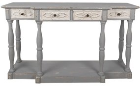 Consola gri, din lemn, 4 sertare, aspect vintage, Grisette