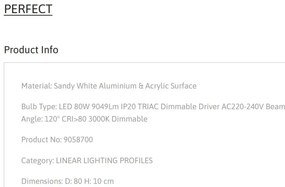 Plafoniera LED moderna design slim PERFECT 80cm alba 3000K Dimmable