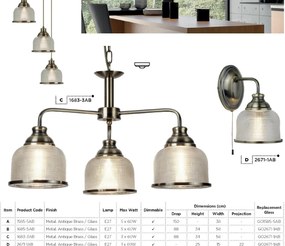 Lustra suspendata design clasic Bistro II 3L alama antique 1683-3AB SRT