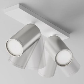 Aplica de perete / tavan cu 2 spoturi directionabile design tehnic Focus S alb, argintiu