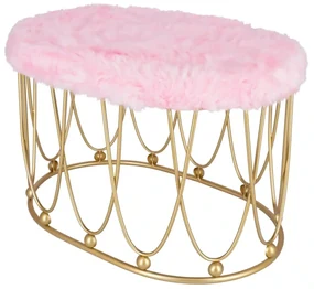 Taburet Pinky oval baza metalica aurie tapitat