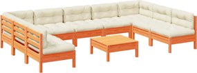 vidaXL Set canapele grădină cu perne, 10 piese, maro lemn masiv de pin
