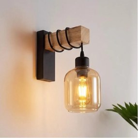 Brilagi - Aplică de perete WOOD GLASS 1xE27/60W/230V pin/negru/maro fumuriu