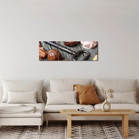 Tablou cu ciocolată și chei (cu ceas) (90x30 cm)