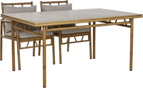 Set dining exterior din aluminiu și stofă, masă și 4 scaune, bej, "Ceylon"