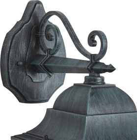 Felinar de perete de exterior vintage negru cu verde antic IP44 - Antigua Down