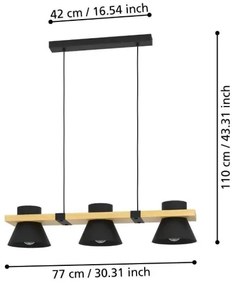 Lustră pe cablu Eglo 43956 MACCLES 3xE27/15W/230V