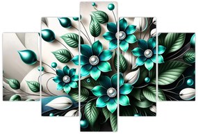 Tablou - Flori turcoaz 3D (150x105 cm)