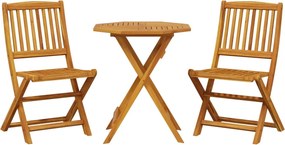 vidaXL Set de bistro pliabil, 3 piese, lemn masiv de acacia