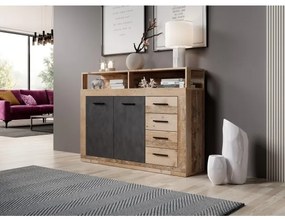 Comodă RUNA, maro deschis/antracit