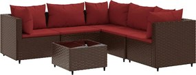 vidaXL Set mobilier de grădină cu perne, 6 piese, maro, poliratan