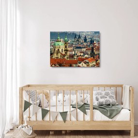 Tablou pe sticlă - Panorama din Praga (70x50 cm)