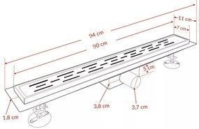 Scurgere de duș cu flux 90