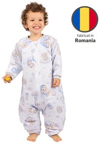 Sac de dormit copii din bumbac cu picioare si maneci detasabile 18-36 luni Kidizi Koala Dreams blue, 1 tog, pentru toamna-iarna, bumbac 100%