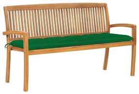 vidaXL Bancă de grădină stivuibilă cu pernă, 159 cm, lemn masiv tec