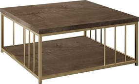Masuta cafea Zenn, nuc/auriu, PAL melaminat/metal, 90x90x40 cm