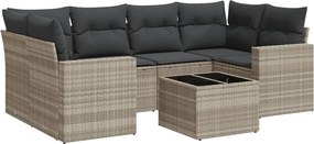 vidaXL Set canapele de grădină cu perne, 7piese gri deschis poliratan