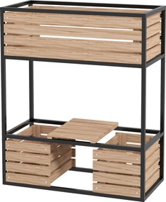 Outsunny Casetă de plantare, scară pentru flori, jardinieră înaltă, rezistentă la intemperii, 3 ghivece, 83 cm x 39 cm x 100 cm, natur + negru | Aosom Romania